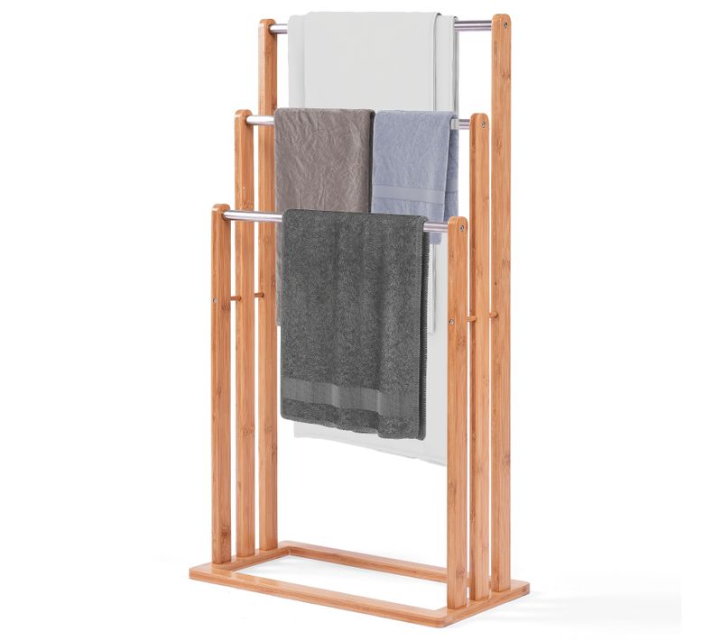 Porte-serviettes Avec 3 Barres Support Pour Serviettes Sur Pied 46 X 24 X 84 Cm