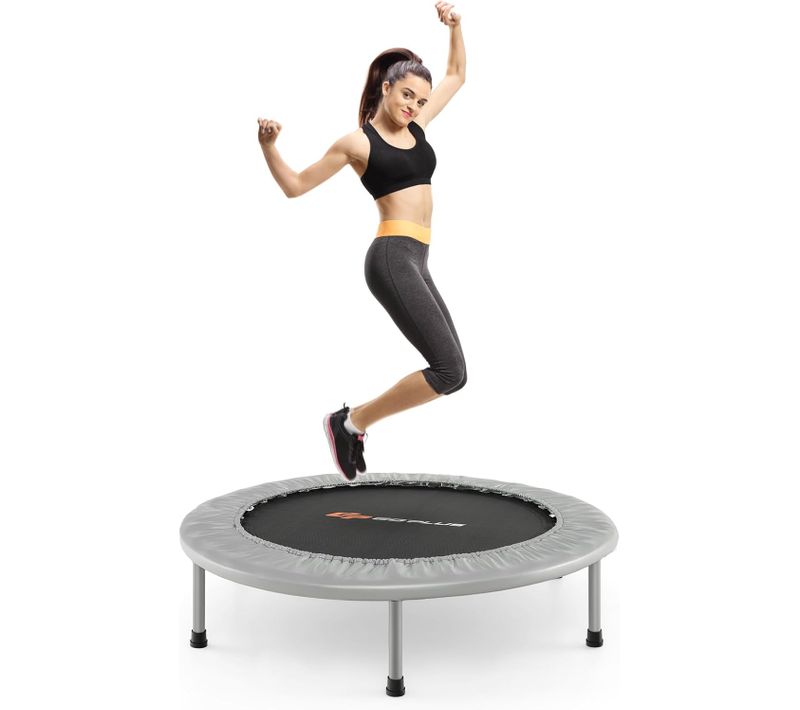 Trampoline De Fitnesse Pliable Ø97cm Avec Tapis En Pp Et Ressorts En Acier, Charge 150kg