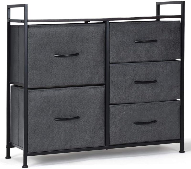 Meuble De Rangement Avec 5 Tiroirs Amovibles En Tissu Etagère Tiroir 83x29x77cm Charge 50 Kg