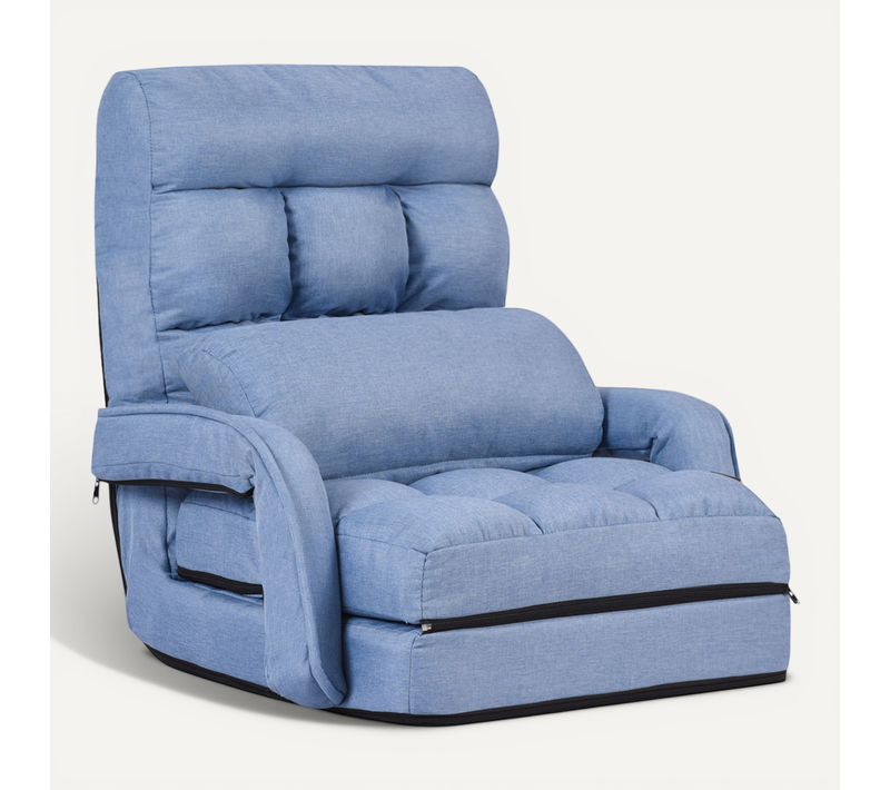 Fauteuil Convertible 1 Place Avec Oreiller, 5 Positions Disponibles (bleu)