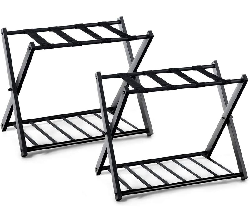 2 Porte Valise Support De Bagages Pliable 68x43x58 Cm Avec 2 Etages