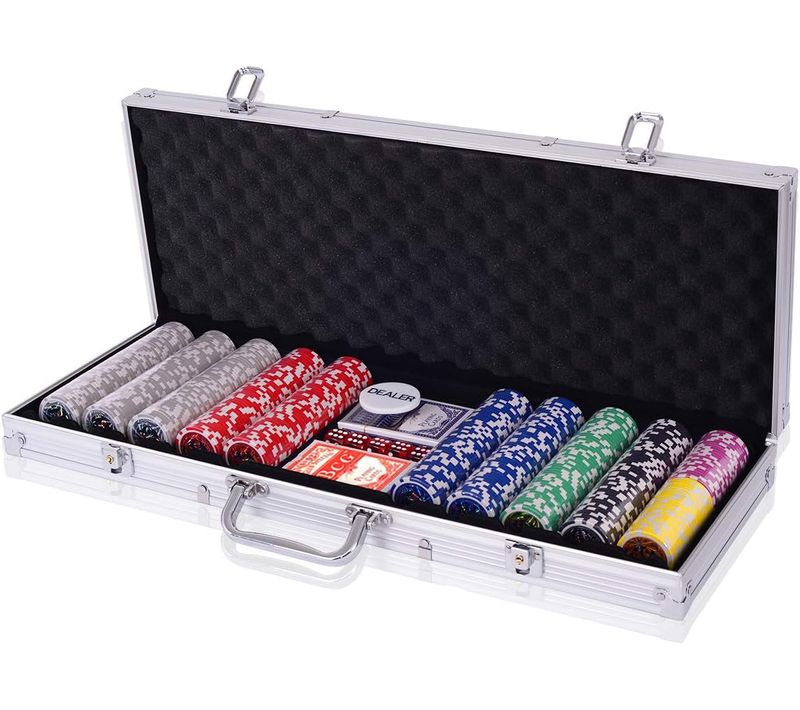 Malette Poker Set De Poker Professionnel 300 Jetons Avec 2 Jeux De 54 Cartes Valise Argent