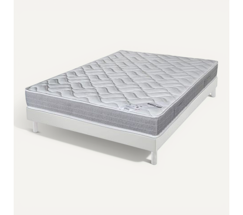 Matelas + Sommier 160x200 Mousse - Maryland - Soutien Ferme - Sommier Démonté - Blanc