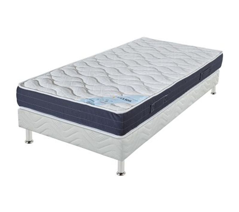 Matelas + Sommier Tapissier 80x190 Mousse - Melior - Soutien Ferme - Blanc