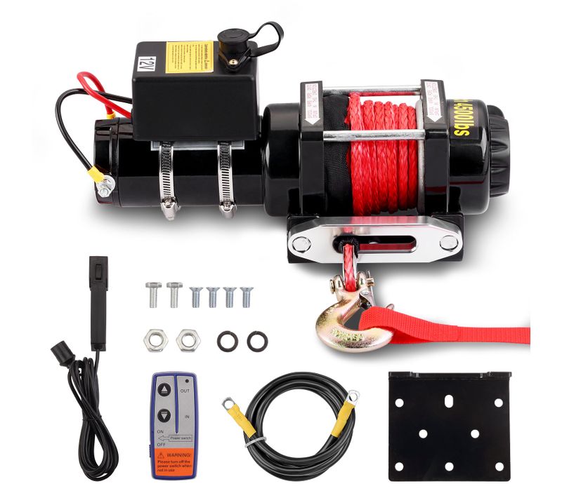 Treuil électrique 12v, Câble De Treuil 4500lb/2041kg, Câble En Nylon