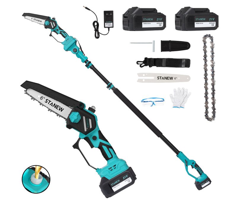 Tronçonneuse Rétractable 2 En 1 Et Mini Tronçonneuse Sans Balais Avec 2 Batteries 4000mah, 6" Avec
