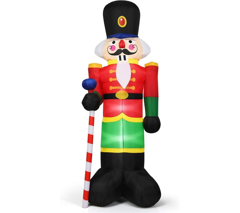 Décoration De Noël Casse-noisette Gonflable 2,4m Avec 3 Lumières Canne Sucre D'orge Décoration Noël