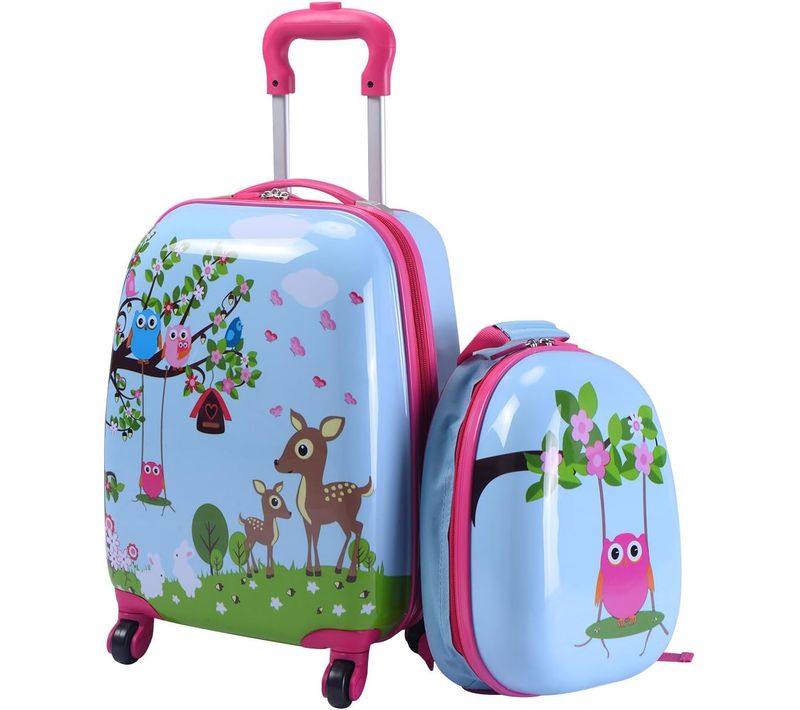 Valise Enfant 16''et Sac à Dos 12'' Pour Enfants Set Bagage Enfant Trolley à Roulette Bleu Claire I