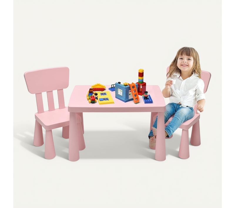Ensemble Table Et Chaises Pour Enfants De 1 à 7 Ans,1 Table De Jeux Et 2 Chaises Pour Manger,Rose