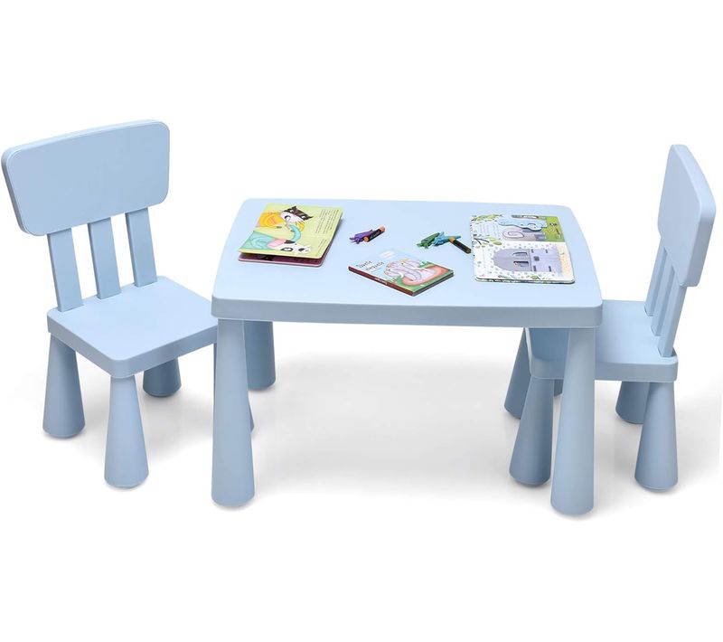 Ensemble Table Et Chaises Pour Enfants De 1 à 7 Ans,1 Table De Jeux Et 2 Chaises Pour Manger,Bleu