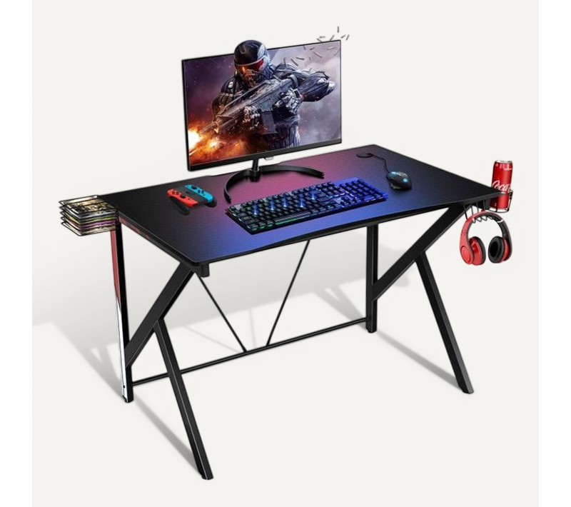 Bureau Gamer De Jeu Gaming Avec Stockage Vidéo Porte-Gobelet - 115 X 73 X 76,5 Cm