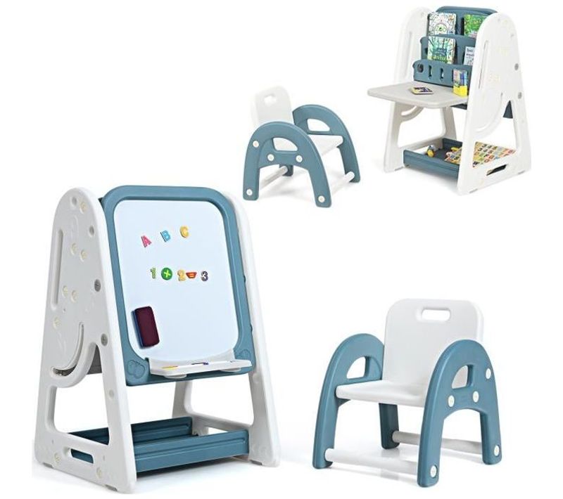 2en1 Tableau Magnétique Enfant Double Face ,etagère De Livres Accessoires Hauteur Réglable Hdpe