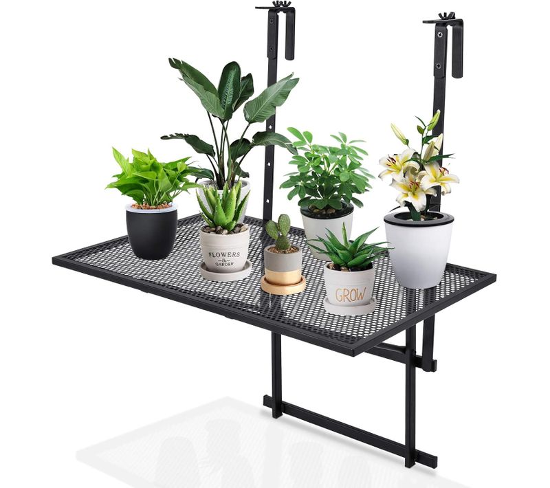 Table De Balcon Suspendue, Table De Jardin Rabattable Hauteur Réglable Sur 5 Niveaux Noir