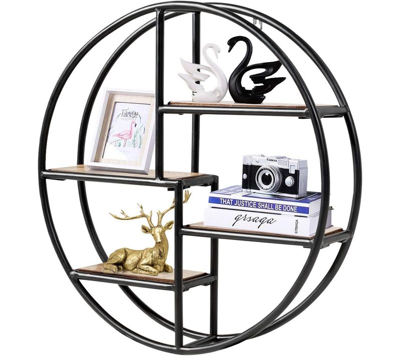 Etagères Murales Ronde De Style Industrielle Avec 4 Etagères Dimensions : Ø 55 X 11 Cm