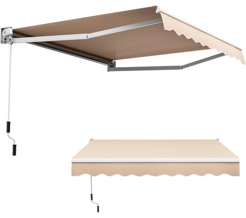 Store Banne Auvent Rétractable Manuel 295x250cm Ajustable 40°-100°pour Fenêtre Balcon Jardin Beige