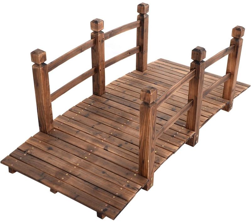 Pont De Jardin En Bois 150 X 67 X 55cm Pont D'etang Pont De Bassin Pont Chargé Environ 100kg