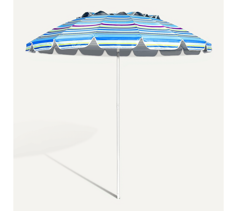 Parasol De Plage Inclinable 2,45 M Protection Upf 50+ Baleines En Fibre De Verre  Bleu