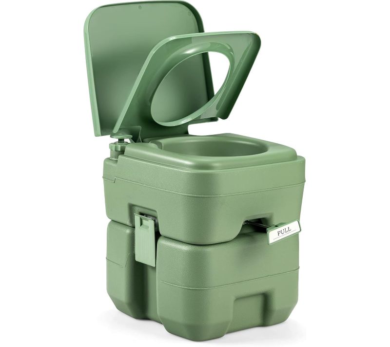 Wc Chimique Portable Toilette Seche - 20l En Hdpe Camping,caravane Et Hôpital Charge 100 Kg Vert