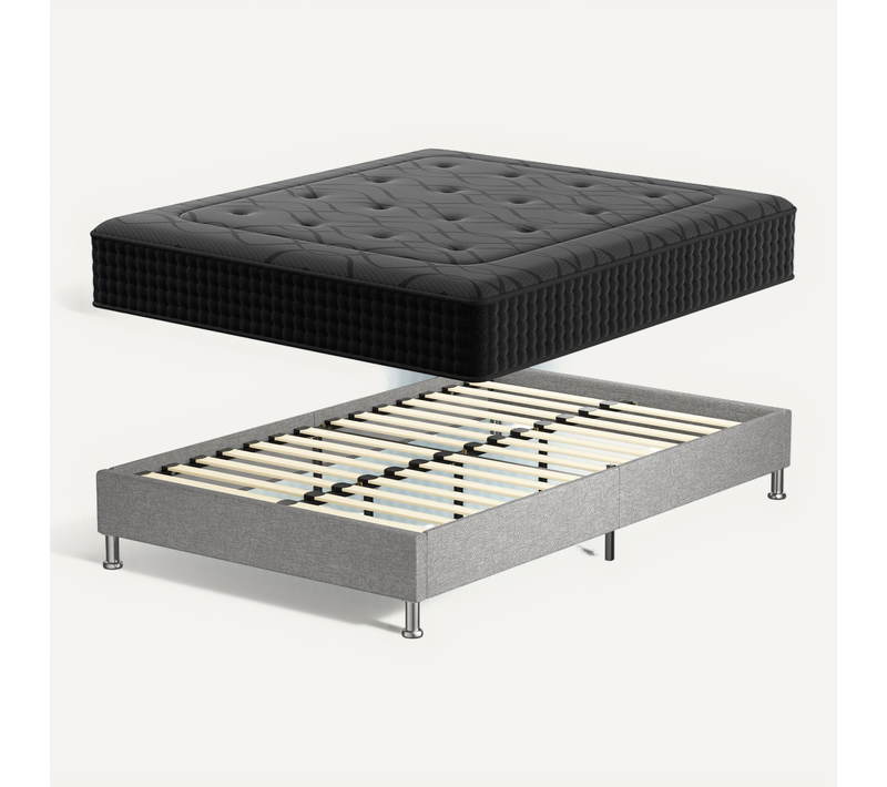 Ensemble 160x200cm Matelas à Ressorts Epaisseur 30 cm + Cadre De Lit Capitonné