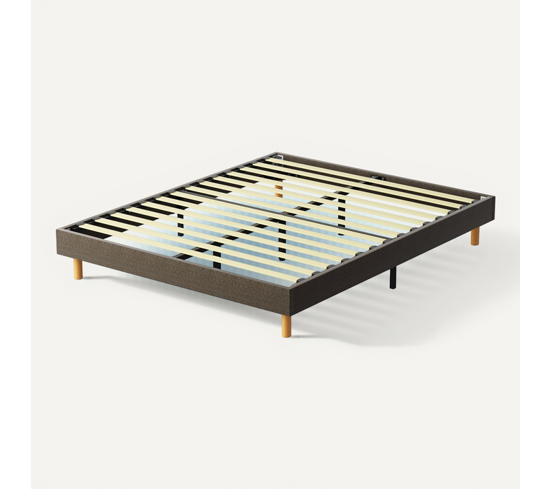 Sommier déco 160x200cm en kit, 14 Lattes, Comfort, Brun