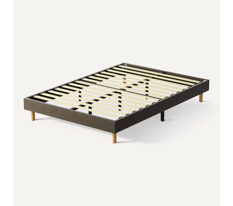 Sommier déco Marron 140x190 Cm en kit, 14 Lattes, 9 Pieds, Hauteur 29 Cm
