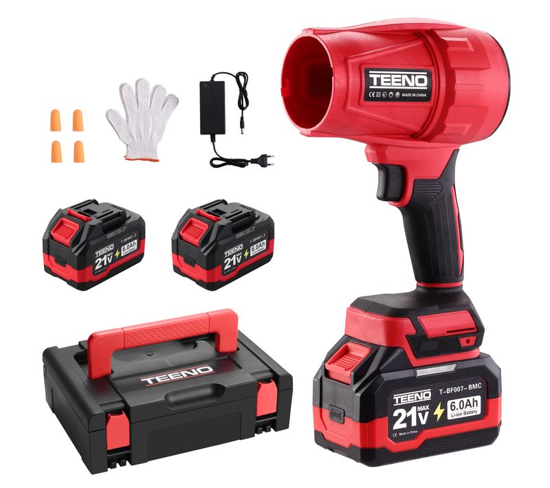 Souffleur De Feuilles Sans Fil Teeno - 21 V - Avec 2 Batteries De 6,0 Ah