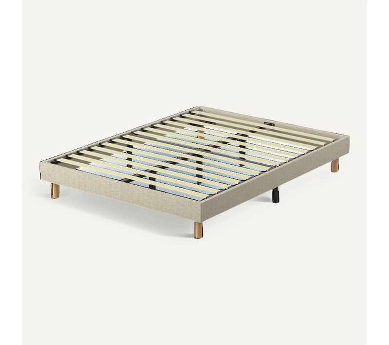 Sommier Tapissier 140x200cm en kit, 14 Lattes, 9 Pieds Hauteur Du Cadre 29 Cm