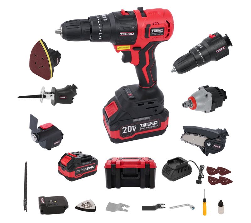 Ensemble D'outils Sans Fil 8 En 1, Comprenant Une Perceuse, Une Scie Sauteuse, Un Marteau
