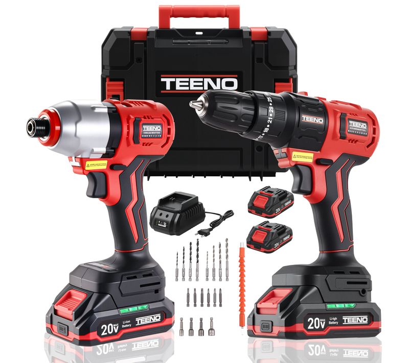 Ensemble D'outils électriques Sans Fil 20 V, Perceuse à Percussion 1450 Tr/min Et Clé à Chocs 3300