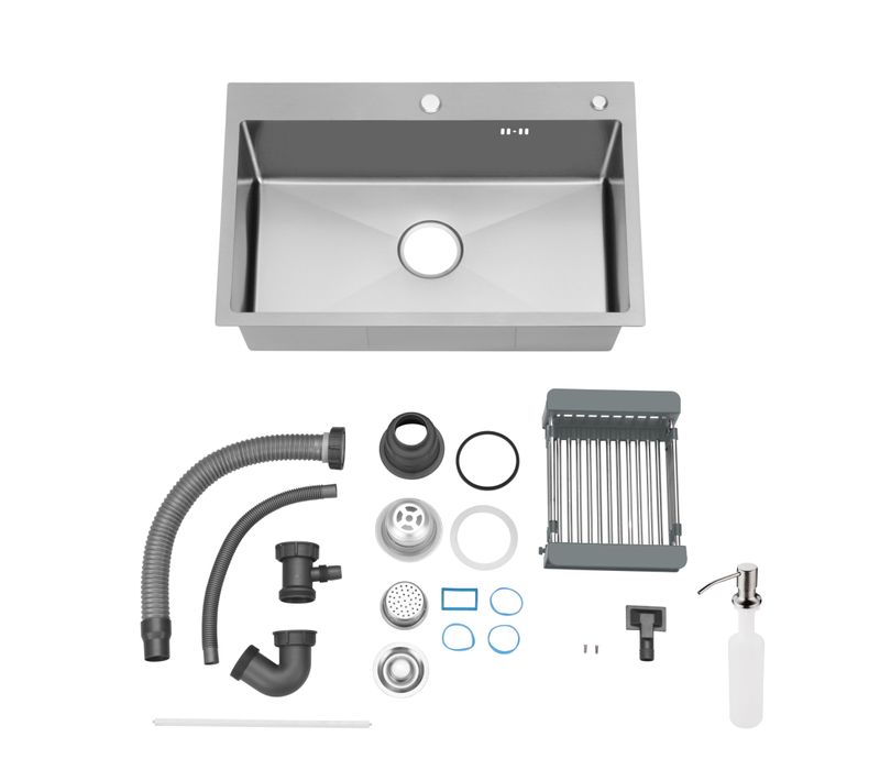 évier Multifonctionnel 70 X 45 X 22 Cm Avec égouttoir à Tasses, Distributeur De Savon, Panier De