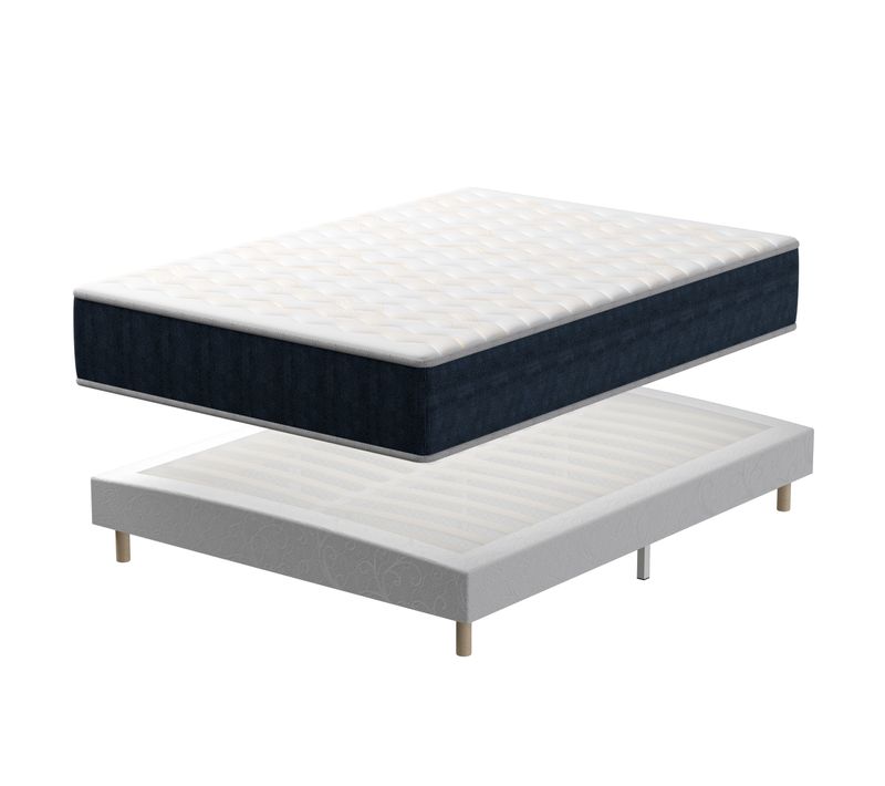 Ensemble Matelas En Mousse 160x200 Epaisseur 32 Cm + Sommier déco, 9 Pieds