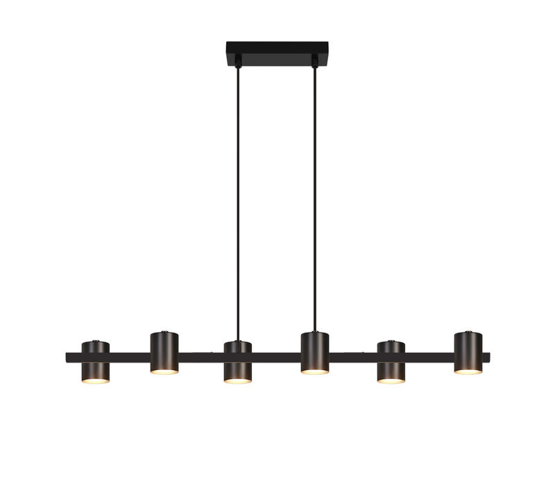Suspension 6 Luminaire Suspension Industrielle Moderne Noire Pour  Salon Ampoules Non Incluses