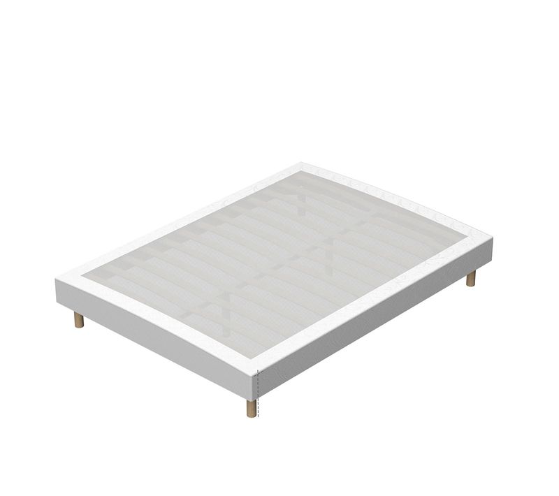 Sommier Tapissier 140x190 Cm, 4 Pieds En Bois, 2 Pieds Centraux Réglables (en Fer), 2x14 lattes