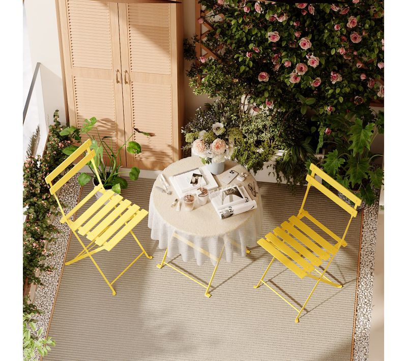 Lot De 3 Meubles De Jardin De Balcon,bistrot Bar Salon De Jardin Exterieur 2 Personnes