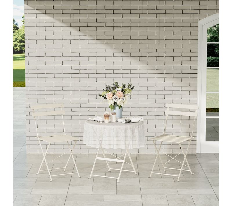 Lot De 3 Meubles De Jardin De Balcon,  Bistrot Bar Salon De Jardin Exterieur 2 Personnes