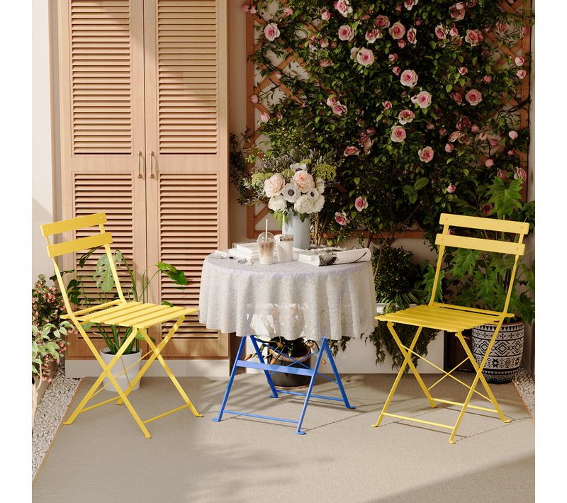 Lot De 3 Meubles De Jardin De Balcon, Bistrot Bar Salon De Jardin Exterieur 2 Personnes