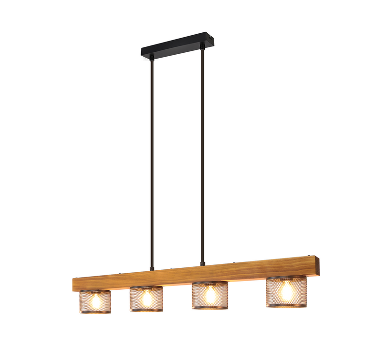 Suspension 4 Lumières Suspension Noire Bois Luminaire Suspendu Pour Salle à Manger(sans Ampoule)
