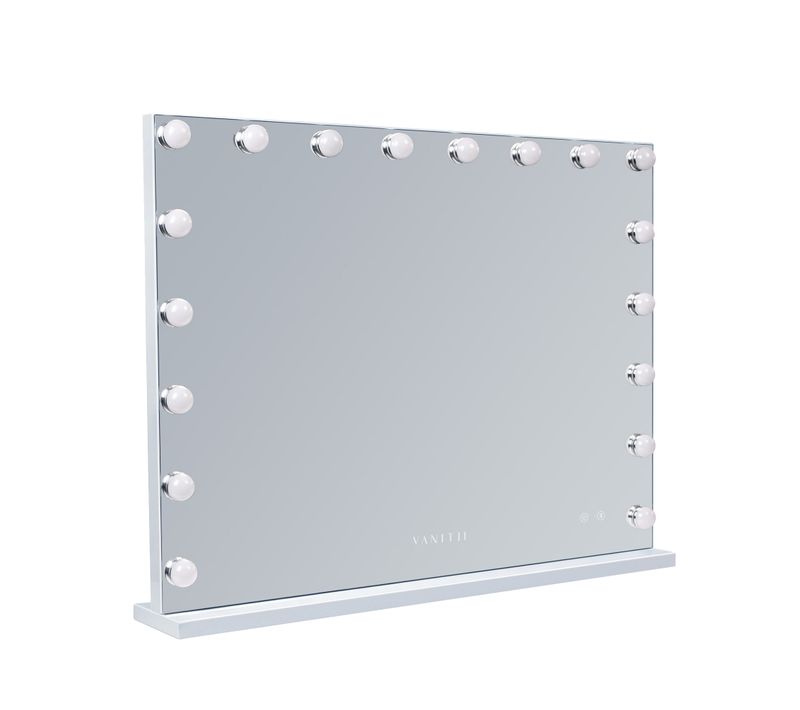 Miroir de maquillage hollywood coiffeuse mural avec lumineux 80x58cm - Enceinte Bluetooth