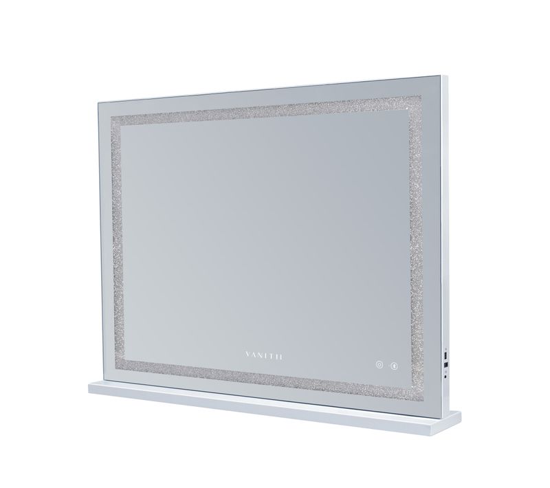 Miroir De Maquillage Hollywood Bluetooth Avec Bande Lumineuse En Cristal 80x58 Cm