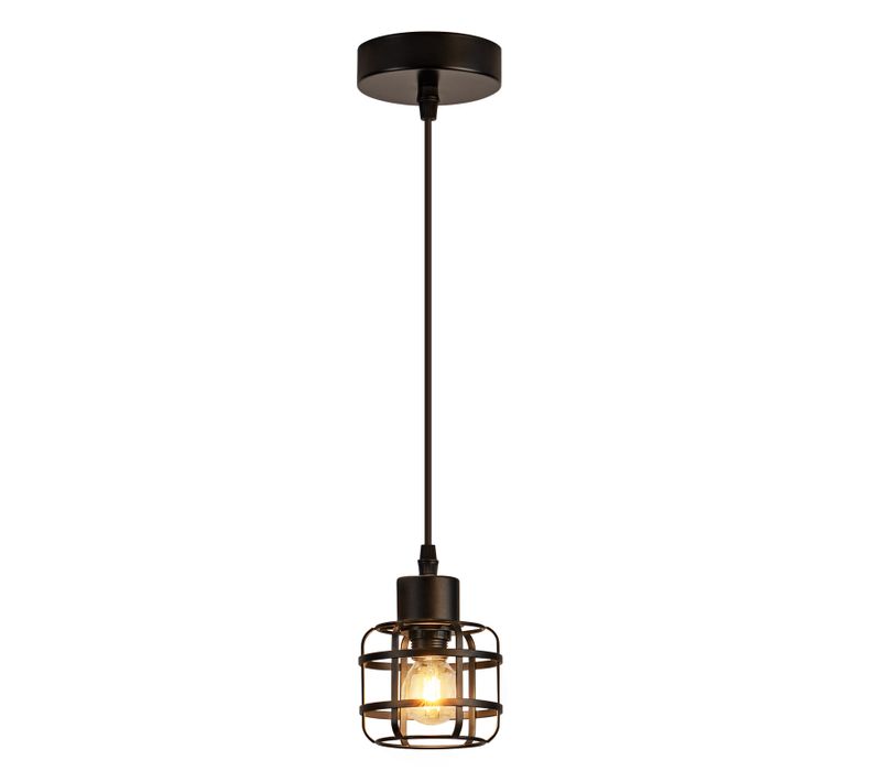 Suspension Vintage Noir Métal 1 Lampe 140cm Hauteur Réglable Sans Ampoule