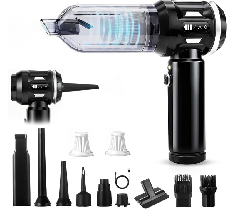 Aspirateur Balai Sans Fil Noir 17kpa Mini Aspirateur De Voiture 4 En 1 Convient