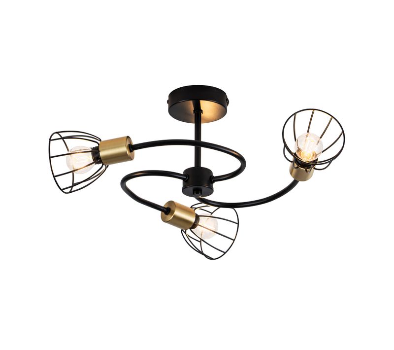 Spot De Plafond 3 Lumières Vintage Noir Spot Salon Métal E14 Pour Cuisine