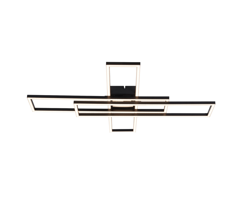 Plafonnier LED Métal Noir 56w 80cm Plafonnier Salon Moderne Dimmable Avec Télécommande Pour Cuisine