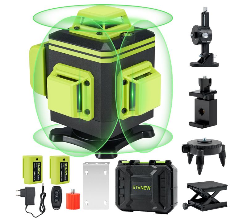 Niveaux Laser 4X 360° Avec Affichage De La Puissance, 2 X Batteries 2400 Mah, 16 Lignes