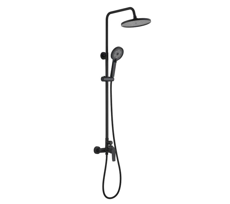 Colonne De Douche Avec Tête De Douche Ronde Et Manchette En Abs Avec 3 Jets, Noir