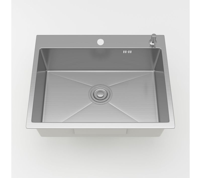 évier Inox 1 Bac 50x45x22 Cm Argent - Pour Petite Cuisine et Camping-car - Prépercé Avec Filtre