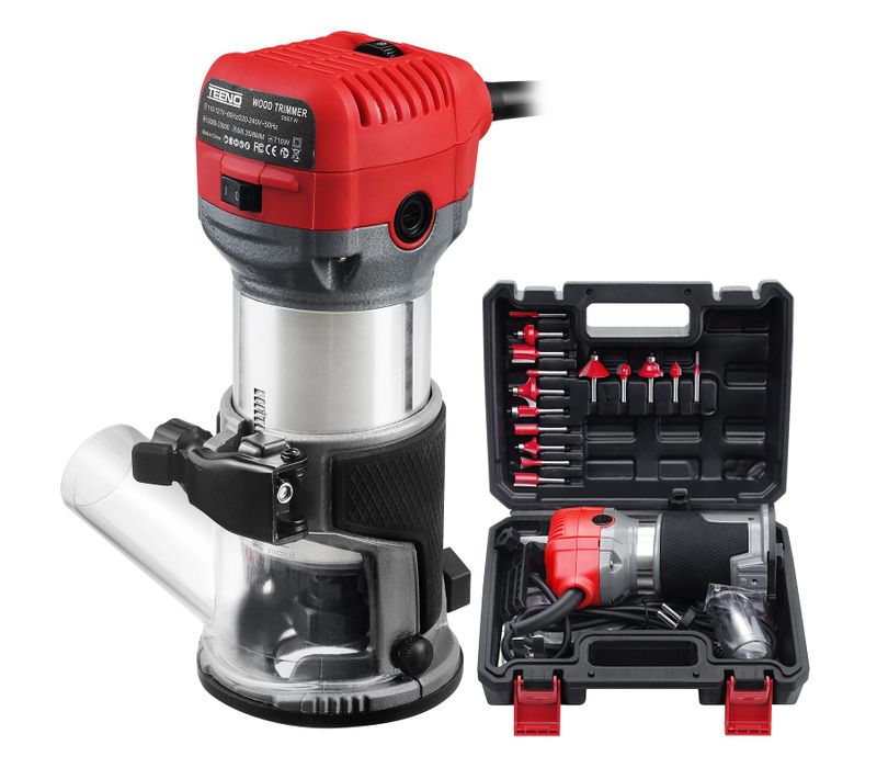 Affleureuse électrique 800w, 13000‐33000 Rpm, Housse Anti-poussière, 15 Fraises 1/4", 6 Vitesses, 3