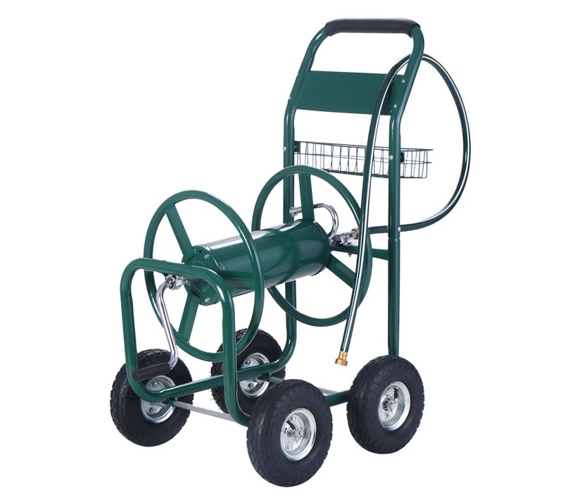 Chariot Dévidoir De Jardin Tuyau D'arrosage Panier Pour 76m De Tuyau Métal