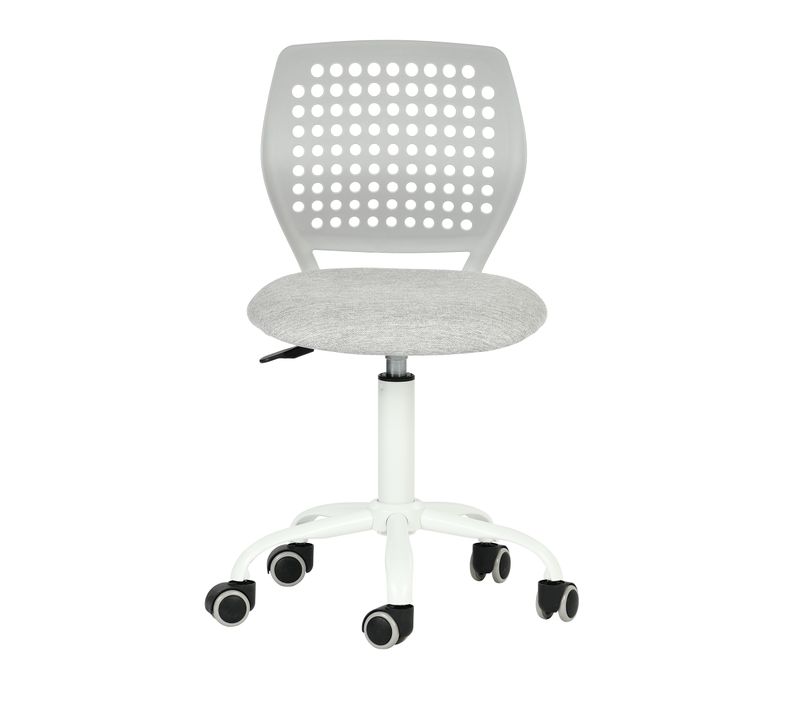 Chaise De Bureau Grise à Roulettes, Réglable En Hauteur, Dossier Ajouré