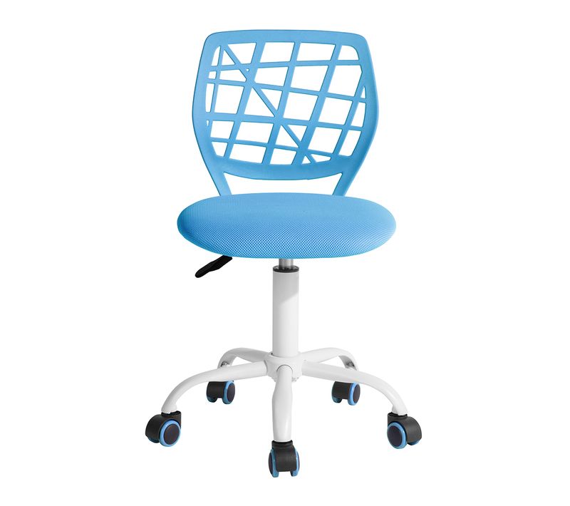 Chaise De Bureau Pivotante Réglable En Tissu Ergonomique Sans Accoudoirs Bleu